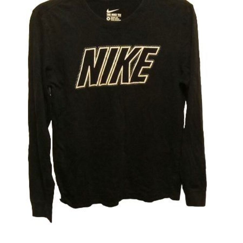 Nike Black Long Sleeve Logo T-shirt Men's Size Medium - Picture 2 of 4